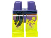 LEGO part Hips and Trans-Neon Green Legs with Dark Blue Sash and Tattered Dark Purple Robe Pattern 970c16pb01