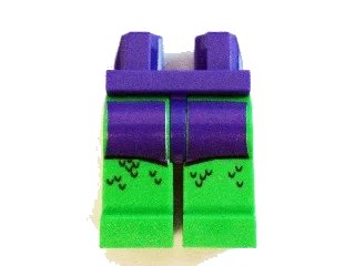 LEGO onderdeel Hips and Bright Green Legs with Dark Purple Shorts and Black Scales Pattern (Green Goblin) (970c36pb04)