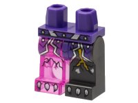 LEGO onderdeel Hips and 1 Pearl Dark Gray Left Leg, 1 Trans-Dark Pink Right Leg with Dark Purple Armor, Yellow Crack Pattern 970d52pb01