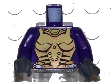 LEGO onderdeel Torso Exo-Force Gold Body Armor with Amulet Pattern / Dark Purple Arms / Dark Bluish Gray Hands (973pb0422c01)
