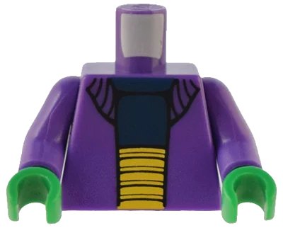 LEGO onderdeel Torso SW Sweater over Dark Blue Shirt and Large Yellow Belt Pattern / Dark Purple Arms / Green Hands (973pb0584c01)