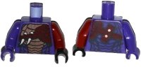 LEGO part Torso Ninjago Snake with Black and Copper Scales, Knives and Shoulder Pad Pattern / Dark Red Arm and Black Hand Left / Dark Purple Arm and Hand Right 973pb1980c01