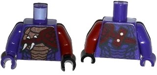 LEGO onderdeel Torso Ninjago Snake with Black and Copper Scales, Knives and Shoulder Pad Pattern / Dark Red Arm and Black Hand Left / Dark Purple Arm and Hand Right (973pb1980c01)