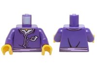 LEGO part Torso Ninjago Jacket with Three White Buttons, Medium Lavender Belt, White Undershirt and Mail Horn Pattern / Dark Purple Arms / Yellow Hands 973pb2092c01