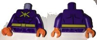 LEGO onderdeel Torso Batman Muscles Outline with Yellow Killer Moth Logo and Belt Pattern / Dark Purple Arms / Orange Hands 973pb2410c01