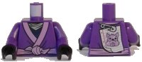 LEGO onderdeel Torso Ninjago Robe with Medium Lavender Trim and Animal Drawing Pinned to Back Pattern / Dark Purple Arms / Black Hands 973pb2491c01
