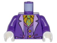 LEGO onderdeel Torso Batman Suit with Lavender Lapels, Striped Vest, Bright Light Orange Shirt and Bright Green Tie Pattern (Joker) / Dark Purple Arms / White Hands 973pb2598c01