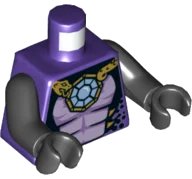 LEGO onderdeel Torso Ninjago Snake with Light Blue Gem and Black Scales with Gold Spikes Pattern (Pythor) / Black Arms / Black Hands (973pb3419c01)