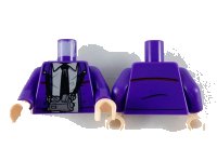LEGO part Torso Jacket, White Shirt, Black Tie and Silver Camera with Black Strap Pattern / Dark Purple Arms / Light Nougat Hands 973pb3673c01