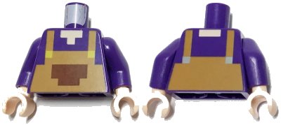 LEGO onderdeel Torso Pixelated Medium Nougat Overalls with Reddish Brown Front Pocket Pattern (Minecraft) / Dark Purple Arms / Light Nougat Hands (973pb4364c01)