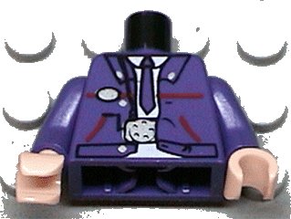 LEGO part Torso Harry Potter Bus Driver Jacket and Dark Purple Tie Pattern / Dark Purple Arms / Light Nougat Hands (973px397c01)