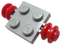 LEGO part Plate, Modified 2 x 2 with Red Wheels 122c01