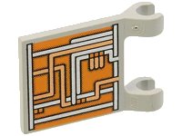 LEGO onderdeel Flag 2 x 2 Square with Orange and Silver Circuitry Pattern 2335ps1