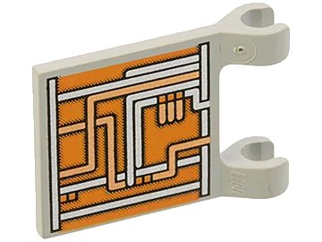 LEGO onderdeel Flag 2 x 2 Square with Orange and Silver Circuitry Pattern (2335ps1)