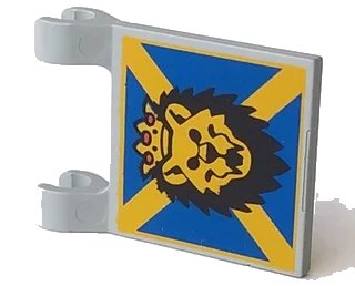 LEGO onderdeel Flag 2 x 2 Square with Lion Head on Blue and Yellow 'X' Pattern (2335px10)