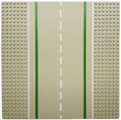 LEGO onderdeel Baseplate, Road 32 x 32 7-Stud Straight with Road with Green Lines and White Sidelines Pattern (2358pb04)