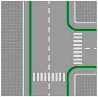LEGO onderdeel Baseplate, Road 32 x 32 7-Stud T Intersection with Crosswalks Pattern 2360p01
