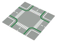 LEGO part Baseplate, Road 32 x 32 7-Stud Crossroads with Road and Crosswalks Pattern 2361p01