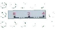 LEGO part Tile 1 x 4 with 'R-2-4' Gearbox Pattern (Sticker) - Set 8448 2431pb0045