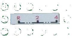 LEGO onderdeel Tile 1 x 4 with 'R-2-4' Gearbox Pattern (Sticker) - Set 8448 (2431pb0045)