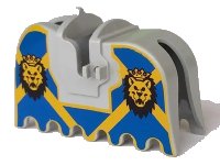 LEGO part Horse Barding, Ruffled Edge with Lion Heads and Blue and Yellow Pattern 2490px4