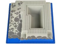 LEGO part Baseplate, Raised 32 x 32 with Ramp and Pit with Blue Water and Dark Gray Stones Pattern 2552px3