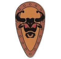LEGO part Minifigure, Shield Ovoid with Bull Head Black on Yellow Pattern (Printed) 2586p4g