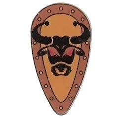 LEGO onderdeel Minifigure, Shield Ovoid with Bull Head Black on Yellow Pattern (Printed) (2586p4g)