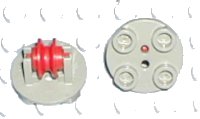 LEGO part Piastra, Rotonda 2 x 2 Sottile con Supporto Ruota con Ruota Puleggia Rossa (2655 / 3464) 2655c01