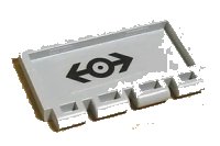 LEGO part Hinge Train Gate 2 x 4 with Train Logo Black Medium Pattern (Sticker) - Set 4549 2873pb10
