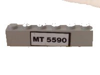 LEGO part Brick 1 x 6 with Black 'MT 5590' Pattern (Sticker) - Set 5590 3009pb066