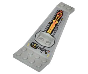 LEGO onderdeel Wing Plate Bi-level 8 x 4 and 2 x 3 1/3 Up with Silver/Orange/Black UFO Pattern (30118pb01)