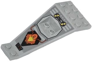 LEGO onderdeel Wing Plate Bi-level 8 x 4 and 2 x 3 1/3 Down with Silver/Orange/Black UFO Logo Pattern (30119pb01)