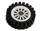 LEGO part Wheel Spoked 2 x 2 with Pin Hole with Black Tire 24mm D. x 8mm Offset Tread - Interior Ridges (30155 / 3483) 30155c01