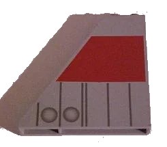 LEGO onderdeel Slope 55 6 x 1 x 5 without Bottom Stud Holders with Dark Gray and Red T-16 Tail Pattern (30249px1)