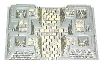 LEGO part Plataforma Base, Elevada 32 x 48 x 6 con 4 Fosas de Esquina con Patrón Roca Tostada y Gris 30271px4
