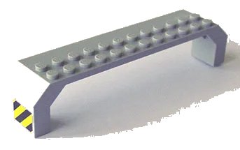 LEGO onderdeel Arch 2 x 14 x 2 1/3 with Black and Yellow Stripes on Ends Pattern (Stickers) - Set 6456 (30296pb01)