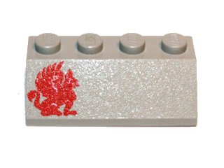 LEGO part Slope 45 2 x 4 with Red Gryphon Pattern Model Right Side (3037px3)