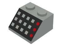 LEGO part Schräge 45 2 x 2 mit 12 Tasten und 3 Roten Lampen auf Schwarzem Hintergrund Muster 3039p32