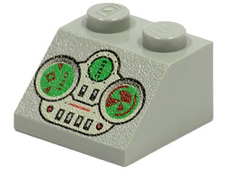 LEGO part Slope 45 2 x 2 with Green and Light Gray Controls Pattern (3039px13)