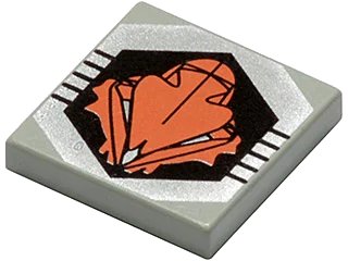 LEGO onderdeel Tile 2 x 2 with Black and Orange UFO Logo Pattern (3068pb0047)