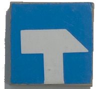 LEGO part Tile 2 x 2 with White Tool Sledgehammer on Blue Background Pattern (Sticker) - Set 6378 3068pb0151