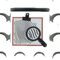 LEGO onderdeel Tile 2 x 2 with Groove with Magnifying Glass and Fingerprint Pattern (3068px18)
