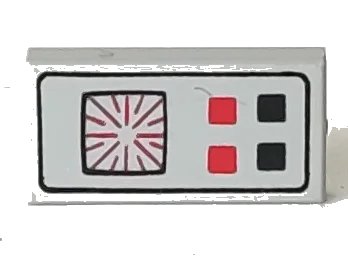 LEGO onderdeel Tile 1 x 2 with Red and Black Buttons Computer Pattern (3069p25)