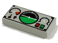 LEGO part Tile 1 x 2 with Avionics Black and Green Pattern 3069pb0035
