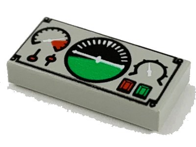 LEGO onderdeel Tile 1 x 2 with Avionics Black and Green Pattern (3069pb0035)