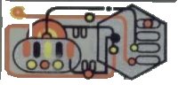 LEGO part Tile 1 x 2 with Silver, Orange, Yellow, Black Circuitry Pattern 3069px25