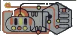 LEGO onderdeel Tile 1 x 2 with Silver, Orange, Yellow, Black Circuitry Pattern (3069px25)