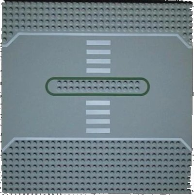 LEGO onderdeel Baseplate, Road 32 x 32 Service Station with White & Green Lines and Crosswalk Pattern (309px2)