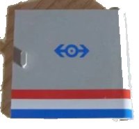 LEGO onderdeel Door 1 x 5 x 4 Right with Red/White/Blue Stripe and Train Logo Pattern 3194px1